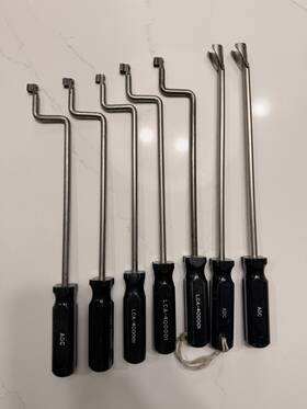 Lca-400001 Adc Automotive Development Company Vintage 7pc Drum Brake Service Tool Set Bleeder Wrench Spoon Prof