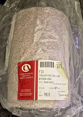 Carborundum 055495 8 Inch 80 Grit 100 Disc Roll Red Dry Lube Stick On Aluminum Oxide