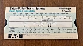 Ful-208 Eaton 1988 Vtg Road Speed Calculator Eaton-fuller Transmissions Roadrunner 9-speeds Ful-208 Eaton 1988 Vtg Road Speed Calculator Eaton-fuller Transmissions Roadrunner 9-speeds