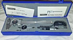 52-229-770 Fowler Black Measuring Set Caliper Micrometer And Test Indicator