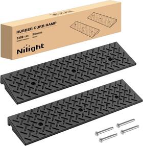 Nilight 92346b 2 Inch Rise Curb Ramps Heavy Duty Rubber Driveway Threshold Shed Ramp
