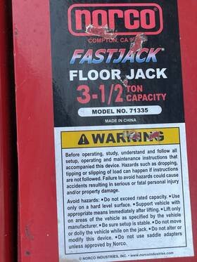 71335 Norco Floor Jack 3.5 Ton Capacity