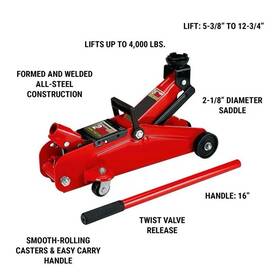 64874 Pittsburgh 2 Ton Compact Trolley Jack 4000 Lbs Capacity Red
