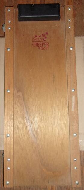 12611 Sears Vintage Mechanics Creeper No. 28 All Wood Rol-ez-e Metal Wheels