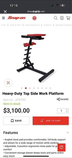 13345 Snap-on Topside Creeper