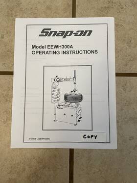 Eewh300a Snap-on Tire Machine Instruction Manual