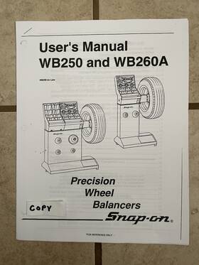 Wb250-260 Snap-on Wb250 Wb260 Wheel Balancer Manual