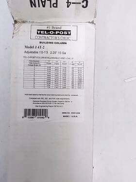 Tel-o-post 813587010429 15 X 5.25 Inch Adjustable Floor Jack For Temporary Support - Pack Of 2