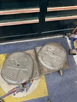 Snap-on Vintage Metal Wheel Alignment Disk Pair. Fixed Price $150.00.