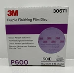 3M 30671 Purple Finishing Film Hookit P600 (50 Discs) New Genuine. Fixed Price $58.00.