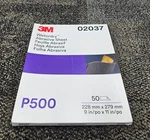 (qty 50) 3M 02037 Wet Dry Abrasive Sanding Sheet Repair P500 Grit. Fixed Price $57.99.