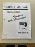 Snap On WB230 WB240 Wheel Balancer Users Manual. Fixed Price $18.50.