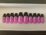 Pink And Black Tuxedo Press On Nails. Fixed Price $16.00.
