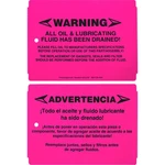 250 Pc Box Warning- Fluids Drained Pre-installation Tags Weatherproof 4" 5.5". Fixed Price $75.70.