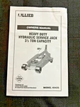 Allied Owner's Manual For Model 45435 Heavy Duty Hydraulic Service Jack. Fixed Price $9.99.