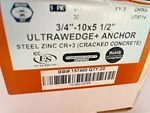Us Anchor Proferred Ultrawedge+ CR+3 Steel Zinc 3/4"-10 1/2" Box 20 157400. Fixed Price $49.95.