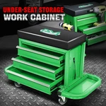 Mechanics Roller Work Seat W/ 3-DRAWER Box Storage Tray Padded Stool Green. Fixed Price $83.29.