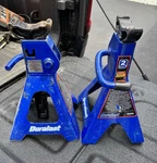 Set Of Duralast 2-TON Car Jack Stands In Blue. Fixed Price $24.99.