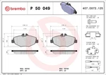 50 049 Brembo Brake Pad Set, Disc For Mercedes-benz. Fixed Price $46.41.