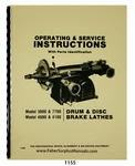 Ammco Brake Lathe 3000, 7700, 4000, 4100 Operating, Service, Parts Manual #1155. Fixed Price $20.00.