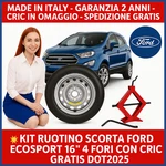 Ford Ecosport Space Saver Spare Wheel Kit 16" 4 Holes Black Steel Jack. Fixed Price $172.08.