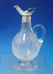 Hawk Oil Cruet With Cut Glass And Sterling Silver Lid Spout C.1910 (#6025). Fixed Price $439.46.