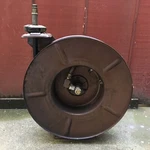 Alemite Stewart Warner Grease Lube Oil Meter Dispenser Retractable Hose Reel. Fixed Price $150.00.