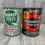 Vintage Quaker State Automatic Transmission Fluid & Wynns Stop Leak Can's Full. Fixed Price $16.96.