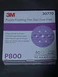 3M 30770 Purple Hookit Dust-free 6 In. P800 Grit Finishing Film Disc (50/BOX). Fixed Price $50.00.
