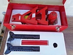 Torin Black Jack 3 Steel Stands & 6- Bottle W/metal Tool Box. Fixed Price $87.50.