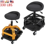 Mechanics Shop Stool Rolling Swivel Adjustable Chair Tray Storage Garage. Fixed Price $95.99.